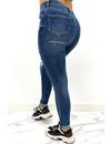 DARK BLUE - EXTRA LONG RIPPED HIGH WAIST SKINNY JEANS - 028