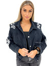 BLACK - 'BEVERLY STUDS' - PREMIUM QUALITY INSPIRED DENIM FLAMES JACKETS