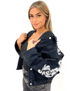 BLACK - 'BEVERLY STUDS' - PREMIUM QUALITY INSPIRED DENIM FLAMES JACKETS