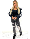 BLACK - 'BEVERLY STUDS' - PREMIUM QUALITY INSPIRED DENIM FLAMES JACKETS