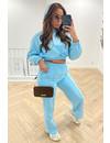 BLUE - 'KENZI' - PREMIUM QUALITY CAPUCHON WIDE LEG TWO PIECE SET