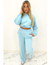 BLUE - 'KENZI' - PREMIUM QUALITY CAPUCHON WIDE LEG TWO PIECE SET