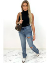 BLUE - 'CANDICE' - HIGH WAIST RIPPED MUM JEANS - 1584