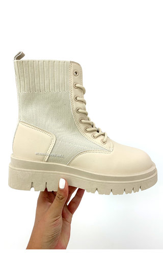 BEIGE - 'ROBINN' - INSPIRED SOCKET BIKERBOOTS BEIGE - 'ROBINN' - INSPIRED SOCKET BIKERBOOTS