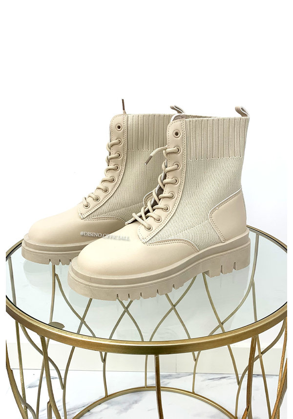 BEIGE - 'ROBINN' - INSPIRED SOCKET BIKERBOOTS