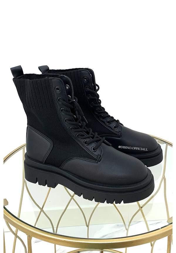 BLACK - 'ROBINN' - INSPIRED SOCKET BIKERBOOTS