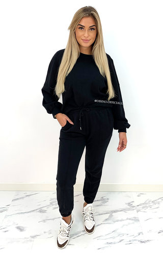 BLACK - 'LIZZY' - PREMIUM QUALITY OVERSIZED TRACK SUIT 