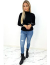 BLACK - 'JILL' - TURTLE NECK RIBBED TOP