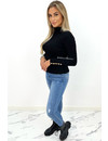 BLACK - 'JILL' - TURTLE NECK RIBBED TOP