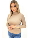 NUDE - 'JILL' - TURTLE NECK RIBBED TOP