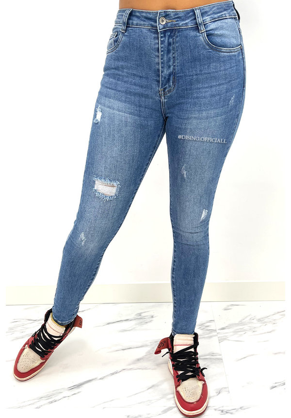 REDIAL - BLUE - PERFECT HIGH WAIST SKINNY JEANS - 5975