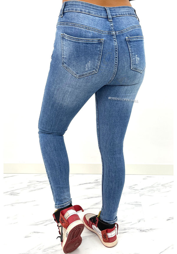 REDIAL - BLUE - PERFECT HIGH WAIST SKINNY JEANS - 5975