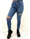 QUEEN HEARTS JEANS - DARK BLUE - RIPPED SKINNY HIGH WAIST TREGGING JEANS - 857