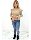 NUDE - 'LIES TOP' - PREMIUM QUALITY RIBBED RUFFLE TOP