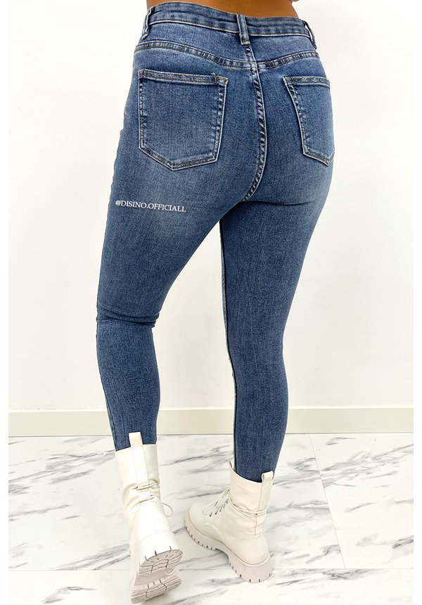 QUEEN HEARTS JEANS - MEDIUM BLUE - HIGH WAIST PERFECT SKINNY JEANS  - 932