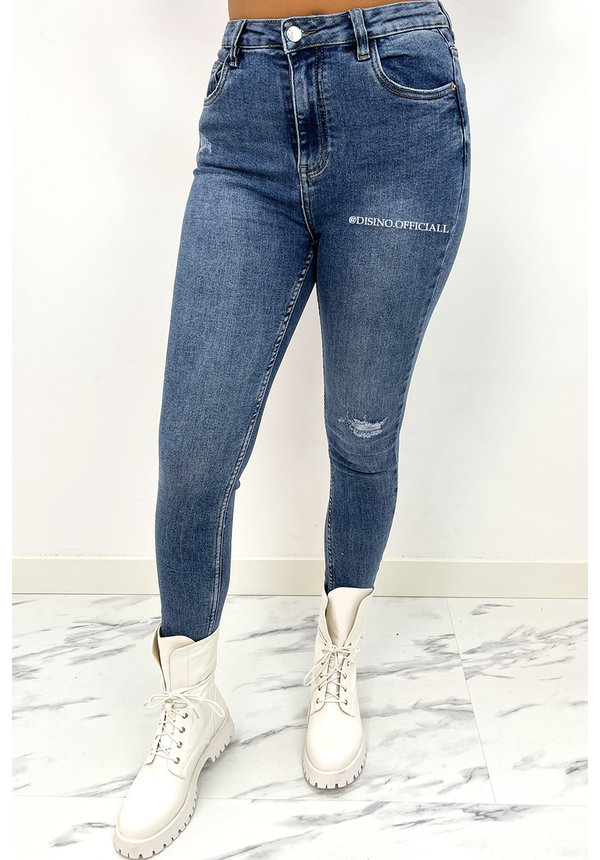 QUEEN HEARTS JEANS - MEDIUM BLUE - HIGH WAIST PERFECT SKINNY JEANS  - 932