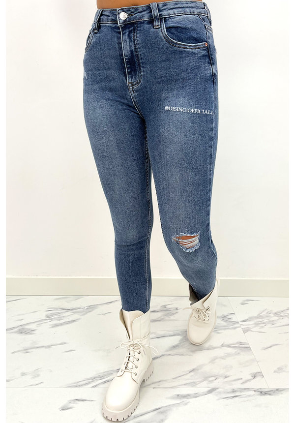 QUEEN HEARTS JEANS - MEDIUM BLUE - HIGH WAIST PERFECT SKINNY JEANS  - 932