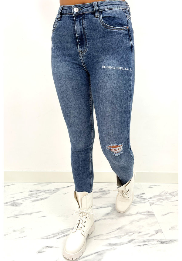 QUEEN HEARTS JEANS - MEDIUM BLUE - HIGH WAIST PERFECT SKINNY JEANS  - 932