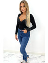 REDIAL - DARK BLUE - HIGH WAIST SKINNY JEANS SIDE SPLIT