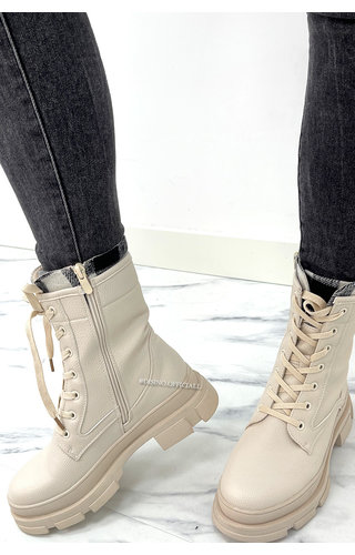 BEIGE - 'RIVER' - PREMIUM QUALITY CHECKED BIKER VETER BOOTS 