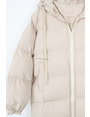 BEIGE - 'DANI' - OVERSIZED LONGLINE PUFFER COAT WITH CAPUCHON