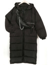 BLACK - 'DANI' - OVERSIZED LONGLINE PUFFER COAT WITH CAPUCHON