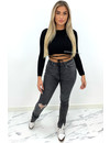 GREY - 'LIVV' - RIPPED HIGH WAIST SKINNY JEANS SIDE SPLIT