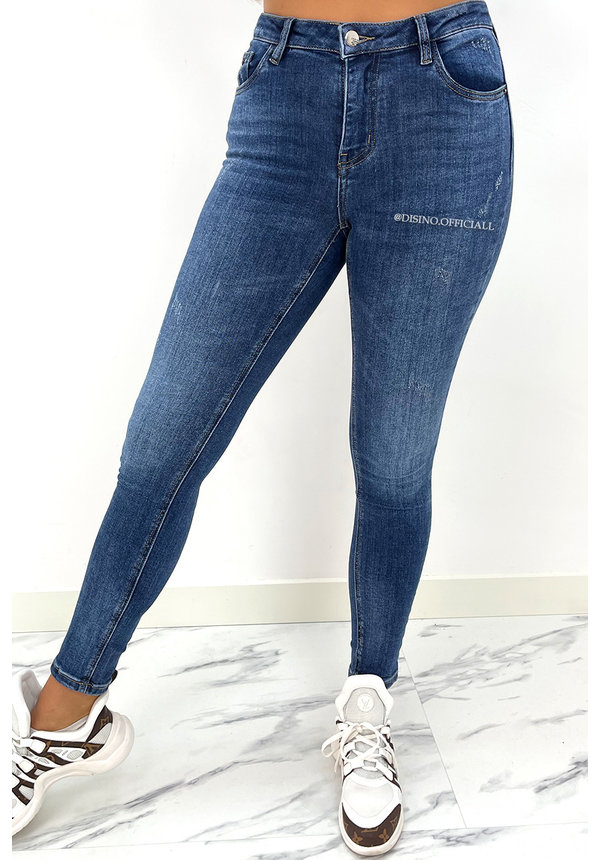 QUEEN HEARTS JEANS - MEDIUM BLUE - HIGH WAIST PERFECT SKINNY JEANS  - 667