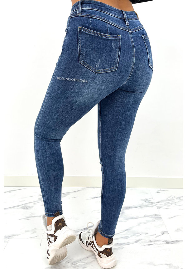 QUEEN HEARTS JEANS - MEDIUM BLUE - HIGH WAIST PERFECT SKINNY JEANS  - 667