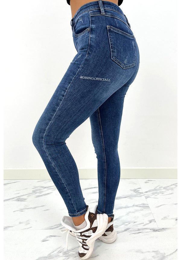 QUEEN HEARTS JEANS - MEDIUM BLUE - HIGH WAIST PERFECT SKINNY JEANS  - 667