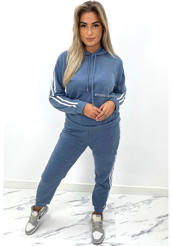 BLUE - 'ABBY' - STRIPED JOGGER SET