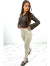 BEIGE - 'LIVV' - HIGH WAIST SKINNY JEANS SIDE SPLIT