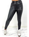 BLACK - 'LEATHER JEANS' - SUPER STRETCH VEGAN LEATHER JEANS - 9208