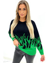 GREEN - 'FLAMES GIRL' - PREMIUM QUALITY OVERSIZED SWEATER