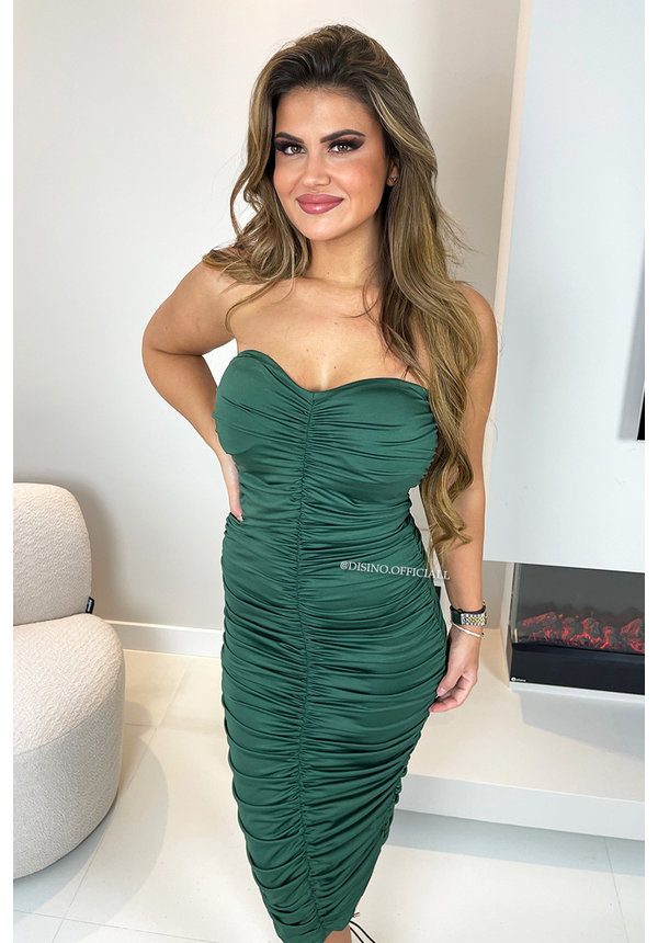 GREEN - 'MAXIME' - RUCHED BODYCON DRESS