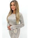 BEIGE - 'YASMINE TOP' - OPEN BACK BELL SLEEVE SEQUIN TOP