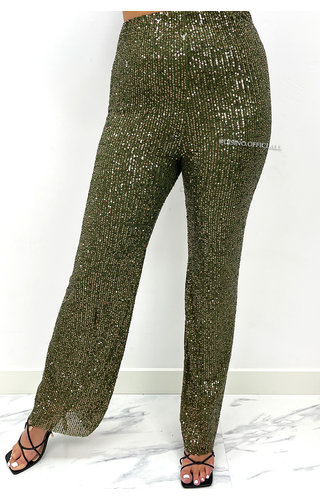 GREEN - 'LEGS THAT SPARKLE' - SEQUINN STRETCH PANTS 