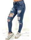 REDIAL - DARK BLUE - RIPPED MID HIGH WAIST SKINNY JEANS - 6782