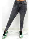 REDIAL - GREY - MID WAIST SUPER STRETCH SKINNY JEANS - 8060