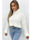WHITE - 'HEATHER' - CROPPED COL KNIT