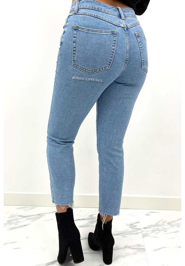 BLUE - 'MADURO' - PERFECT FIT STRETCH HIGH WAIST MUM JEANS - 1710