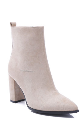 BEIGE - 'CHLOE BOOTS' - SUEDINE BLOCK HEELS