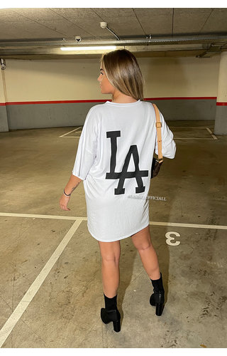 WHITE - 'LA TEE DRESS' - INSPIRED OVERSIZED TEE DRESS WHITE - 'LA TEE DRESS' - INSPIRED OVERSIZED TEE DRESS
