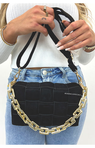 BLACK - 'CASSETTE BAG' - INSPIRED BAG WITH CHAIN 
