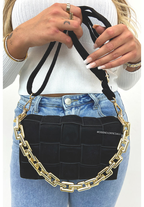 BLACK - 'CASSETTE BAG' - INSPIRED BAG WITH CHAIN