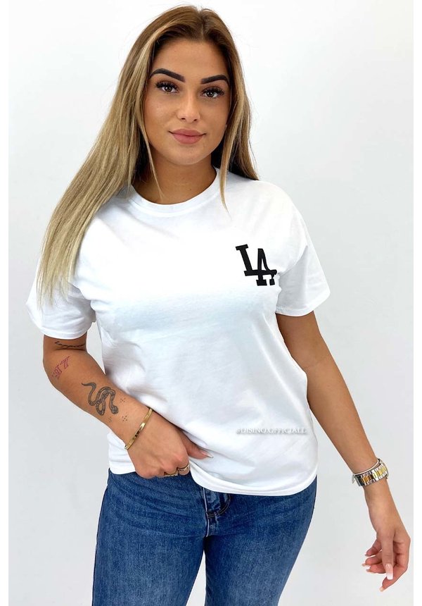 WHITE - 'LA LOGO BACK TEE' - OVERSIZED PREMIUM QUALITY TEE