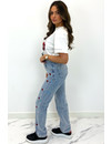 RED - 'STAR-JEANS' - HIGH WAIST INSPIRED STRAIGHT LEG JEANS - 1540