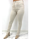 BEIGE - 'JAYNE' - HIGH WAIST SUPER STRETCH JEANS INSIDE SPLIT