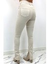 BEIGE - 'JAYNE' - HIGH WAIST SUPER STRETCH JEANS INSIDE SPLIT