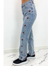 RED - 'STAR-JEANS' - HIGH WAIST INSPIRED STRAIGHT LEG JEANS - 1540